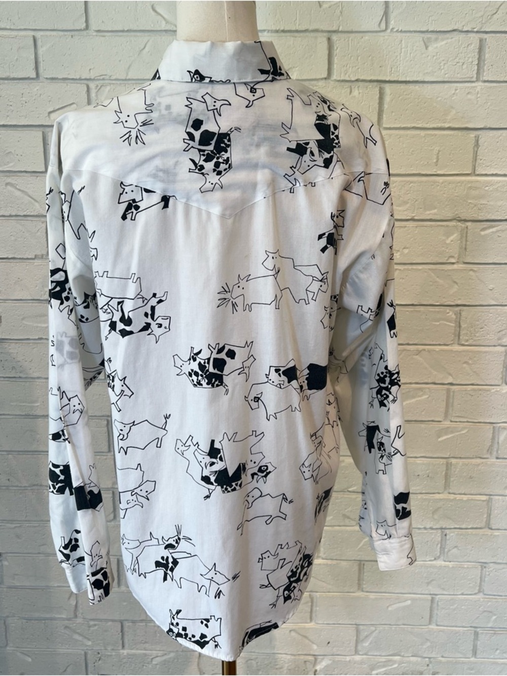 Vintage Panhandle Slim Western Cow Print Button-Up Shirt Womens M - Picture 4 of 8